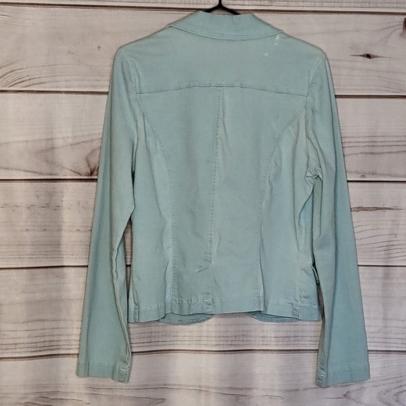 Luna Chix, Teal Denim Jacket with Floral Applique - Picture 2 of 2